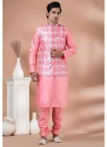 Silk Pink Traditional Wear Corset Work Readymade Modi Jacket Kurta Pajama